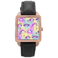 Ahegao, Anime, Pink Rose Gold Leather Watch  by nateshop