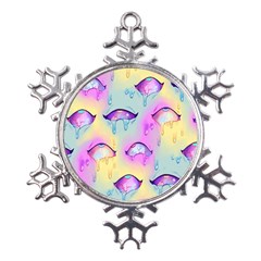 Ahegao, Anime, Pink Metal Large Snowflake Ornament by nateshop