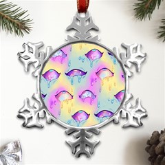 Ahegao, Anime, Pink Metal Small Snowflake Ornament by nateshop