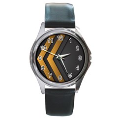 Black Gold Background, Golden Lines Background, Black Round Metal Watch by nateshop