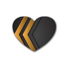 Black Gold Background, Golden Lines Background, Black Rubber Heart Coaster (4 Pack) by nateshop