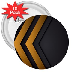 Black Gold Background, Golden Lines Background, Black 3  Buttons (10 Pack)  by nateshop