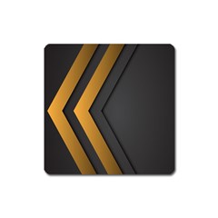 Black Gold Background, Golden Lines Background, Black Square Magnet by nateshop