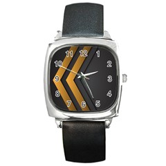 Black Gold Background, Golden Lines Background, Black Square Metal Watch by nateshop