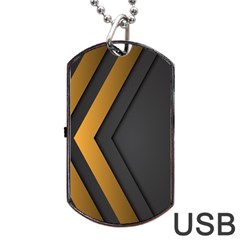 Black Gold Background, Golden Lines Background, Black Dog Tag Usb Flash (one Side) by nateshop