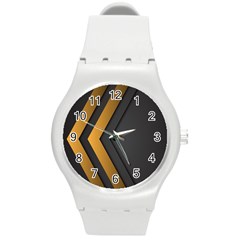 Black Gold Background, Golden Lines Background, Black Round Plastic Sport Watch (m) by nateshop