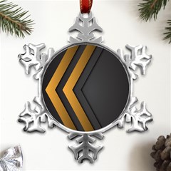 Black Gold Background, Golden Lines Background, Black Metal Small Snowflake Ornament by nateshop