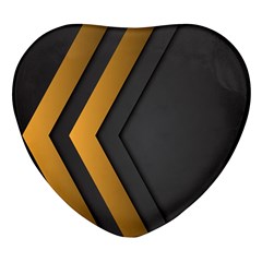 Black Gold Background, Golden Lines Background, Black Heart Glass Fridge Magnet (4 Pack) by nateshop