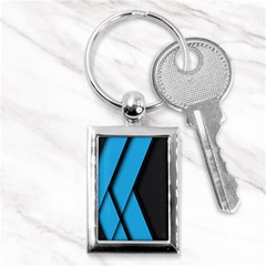 Blue Black Abstract Background, Geometric Background Key Chain (rectangle) by nateshop