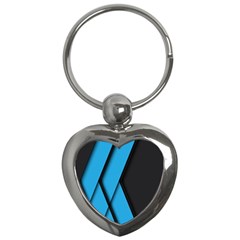 Blue Black Abstract Background, Geometric Background Key Chain (heart) by nateshop