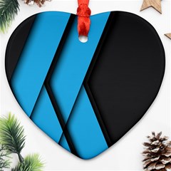 Blue Black Abstract Background, Geometric Background Heart Ornament (two Sides) by nateshop