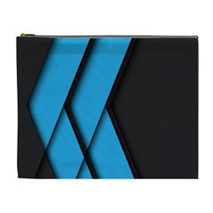 Blue Black Abstract Background, Geometric Background Cosmetic Bag (xl) by nateshop