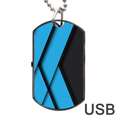 Blue Black Abstract Background, Geometric Background Dog Tag Usb Flash (two Sides) by nateshop