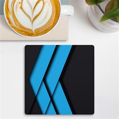 Blue Black Abstract Background, Geometric Background Uv Print Square Tile Coaster  by nateshop