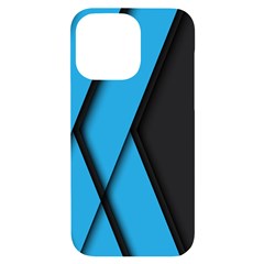 Blue Black Abstract Background, Geometric Background Iphone 14 Pro Max Black Uv Print Case by nateshop