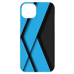 Blue Black Abstract Background, Geometric Background Iphone 14 Plus Black Uv Print Case by nateshop