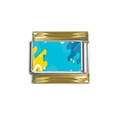 Blue Yellow Abstraction, Creative Backgroun Gold Trim Italian Charm (9mm) by nateshop