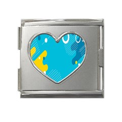 Blue Yellow Abstraction, Creative Backgroun Mega Link Heart Italian Charm (18mm) by nateshop