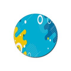 Blue Yellow Abstraction, Creative Backgroun Rubber Coaster (round) by nateshop