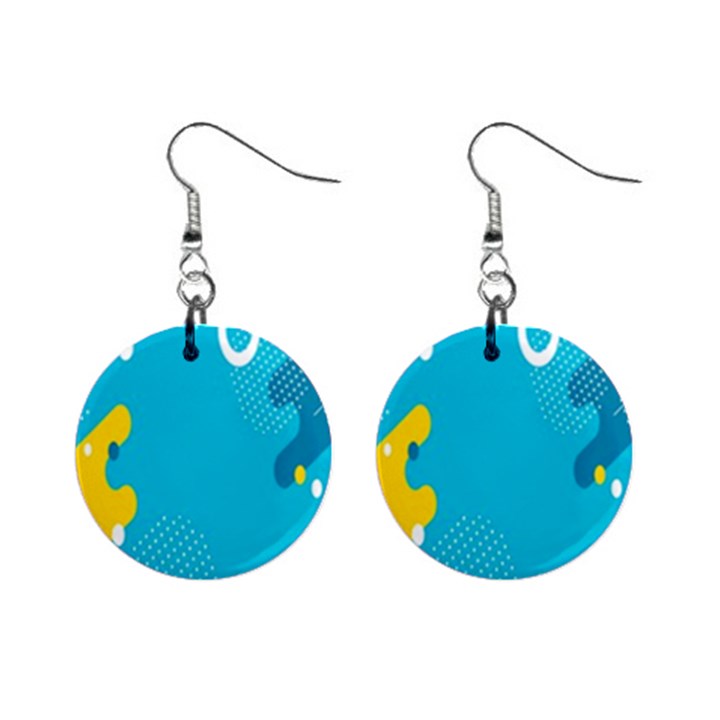 Blue Yellow Abstraction, Creative Backgroun Mini Button Earrings