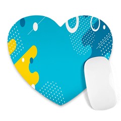 Blue Yellow Abstraction, Creative Backgroun Heart Mousepad by nateshop