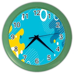 Blue Yellow Abstraction, Creative Backgroun Color Wall Clock by nateshop