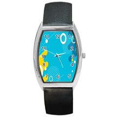 Blue Yellow Abstraction, Creative Backgroun Barrel Style Metal Watch by nateshop