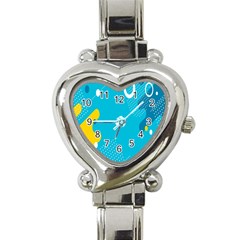 Blue Yellow Abstraction, Creative Backgroun Heart Italian Charm Watch by nateshop