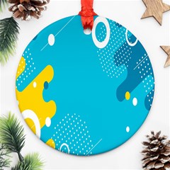 Blue Yellow Abstraction, Creative Backgroun Round Ornament (two Sides) by nateshop