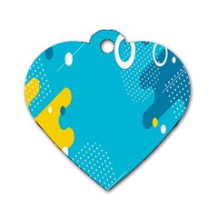 Blue Yellow Abstraction, Creative Backgroun Dog Tag Heart (two Sides) by nateshop