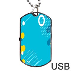 Blue Yellow Abstraction, Creative Backgroun Dog Tag Usb Flash (two Sides) by nateshop