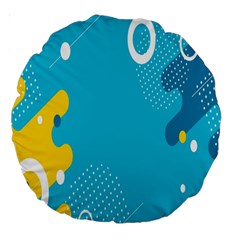 Blue Yellow Abstraction, Creative Backgroun Large 18  Premium Round Cushions by nateshop