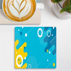 Blue Yellow Abstraction, Creative Backgroun Uv Print Square Tile Coaster  by nateshop