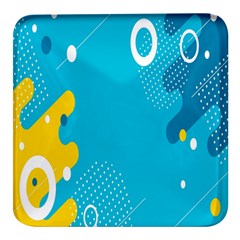 Blue Yellow Abstraction, Creative Backgroun Square Glass Fridge Magnet (4 Pack) by nateshop