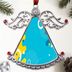 Blue Yellow Abstraction, Creative Backgroun Metal Angel With Crystal Ornament by nateshop