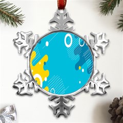 Blue Yellow Abstraction, Creative Backgroun Metal Small Snowflake Ornament by nateshop