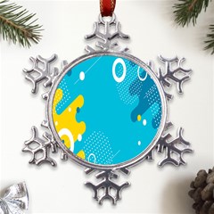 Blue Yellow Abstraction, Creative Backgroun Metal Large Snowflake Ornament by nateshop