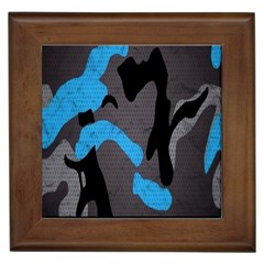 Blue, Abstract, Black, Desenho, Grey Shapes, Texture Framed Tile by nateshop