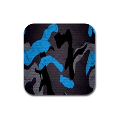 Blue, Abstract, Black, Desenho, Grey Shapes, Texture Rubber Square Coaster (4 Pack) by nateshop