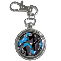 Blue, Abstract, Black, Desenho, Grey Shapes, Texture Key Chain Watches by nateshop