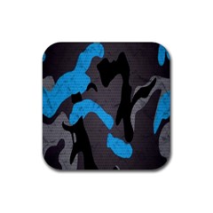 Blue, Abstract, Black, Desenho, Grey Shapes, Texture Rubber Coaster (square) by nateshop