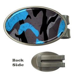 Blue, Abstract, Black, Desenho, Grey Shapes, Texture Money Clips (oval)  by nateshop