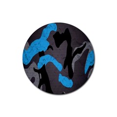 Blue, Abstract, Black, Desenho, Grey Shapes, Texture Rubber Round Coaster (4 Pack) by nateshop