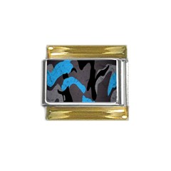 Blue, Abstract, Black, Desenho, Grey Shapes, Texture Gold Trim Italian Charm (9mm)