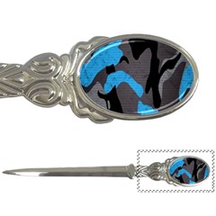 Blue, Abstract, Black, Desenho, Grey Shapes, Texture Letter Opener by nateshop