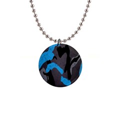 Blue, Abstract, Black, Desenho, Grey Shapes, Texture 1  Button Necklace by nateshop