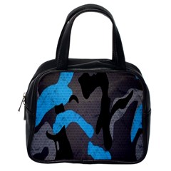 Blue, Abstract, Black, Desenho, Grey Shapes, Texture Classic Handbag (one Side) by nateshop