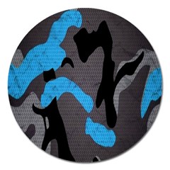 Blue, Abstract, Black, Desenho, Grey Shapes, Texture Magnet 5  (round) by nateshop