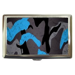 Blue, Abstract, Black, Desenho, Grey Shapes, Texture Cigarette Money Case by nateshop