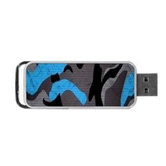 Blue, Abstract, Black, Desenho, Grey Shapes, Texture Portable Usb Flash (one Side) by nateshop